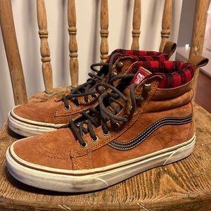 Vans Sk8-Hi MTE Brown Suede Leather w/ Plaid , Men’s Size 8.5
